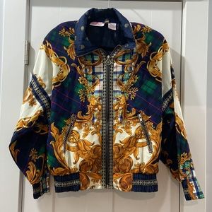 Active Attitudes vintage small bomber jacket 💕 angels, gold, plaid